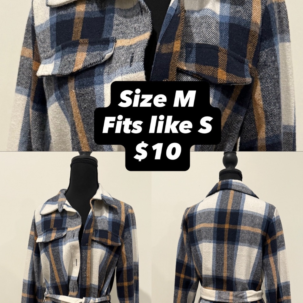 Plaid Women's Jacket - Blue, White, Tan